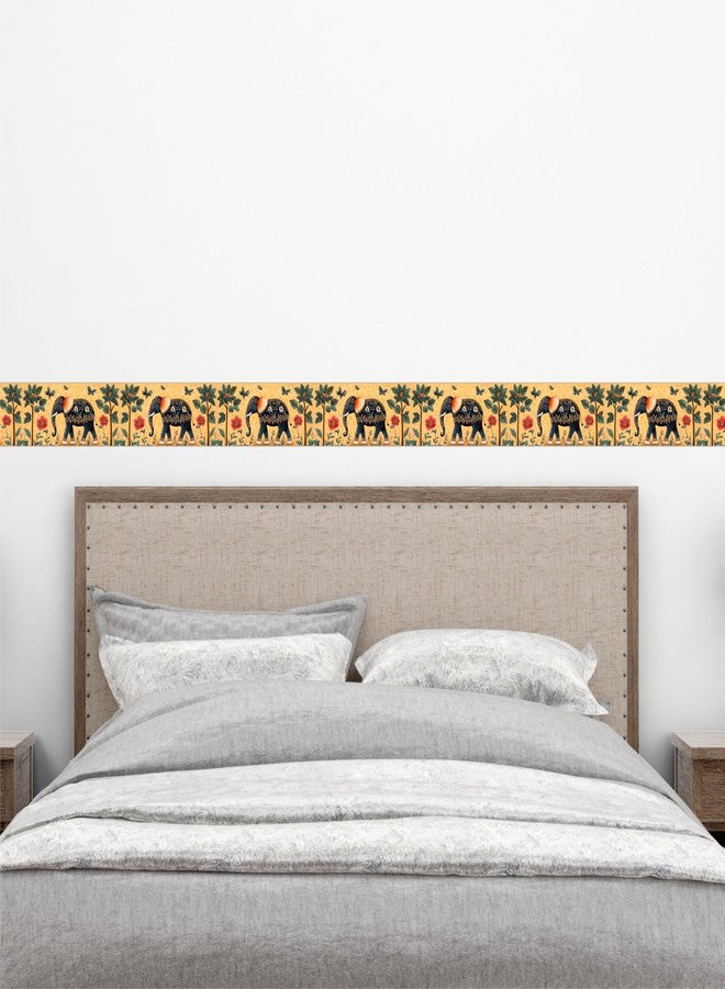 ATTRACTSO - Pichwai Wall Border Peel & Stick 10 ft x 5 inch | for Home Decor, Tiles, Kitchen, Door Entrance, Floor Decoration - Vinyl matt Finish Laminated Waterproof Roll (Elephant) - Image 3